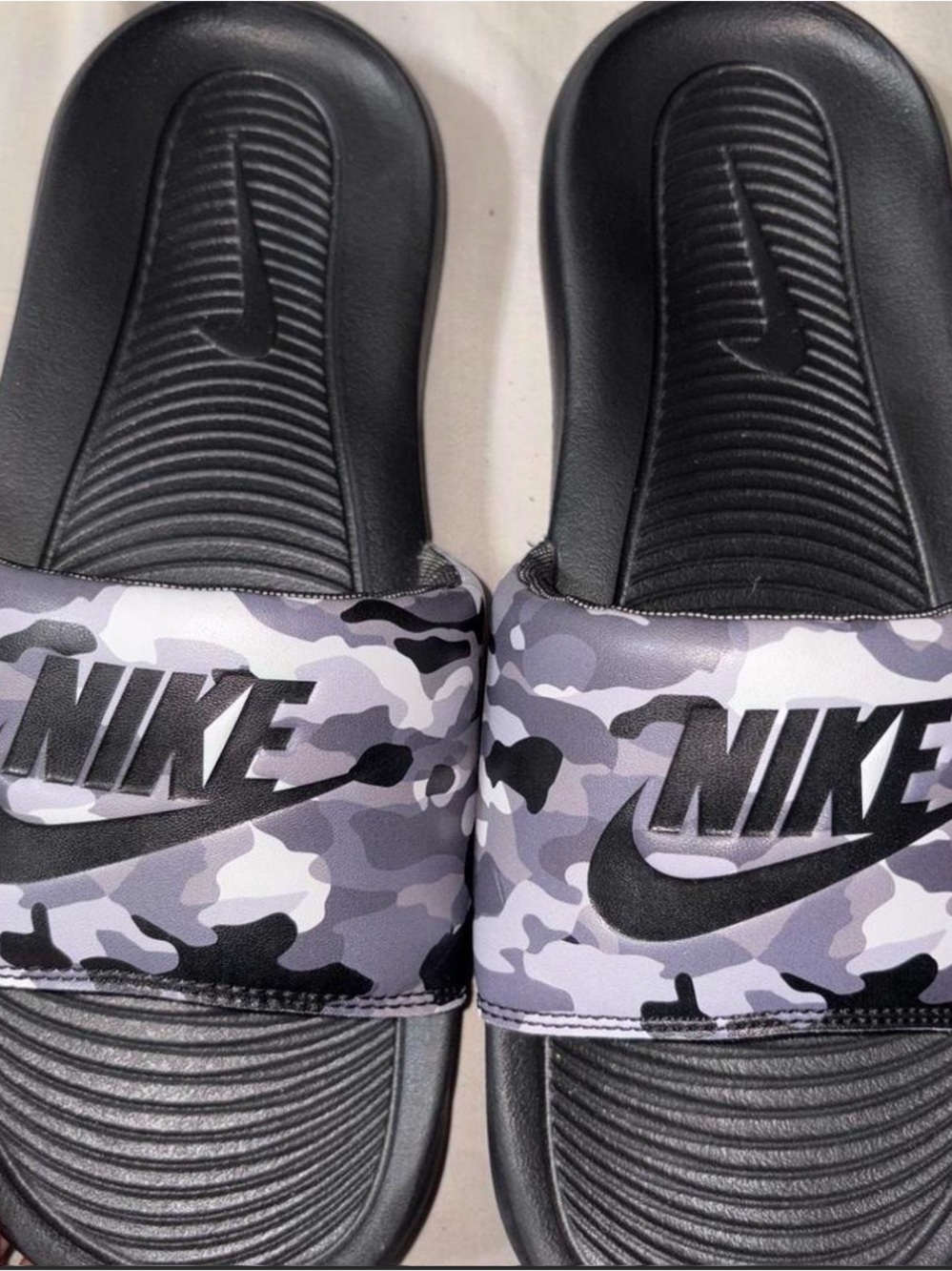Nike Black & Gray Camo Slide Sandals